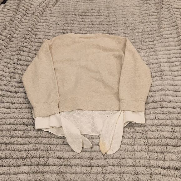 Cream Derek Lam denim sweatshirt with blouse underlay size S - Picture 5 of 9